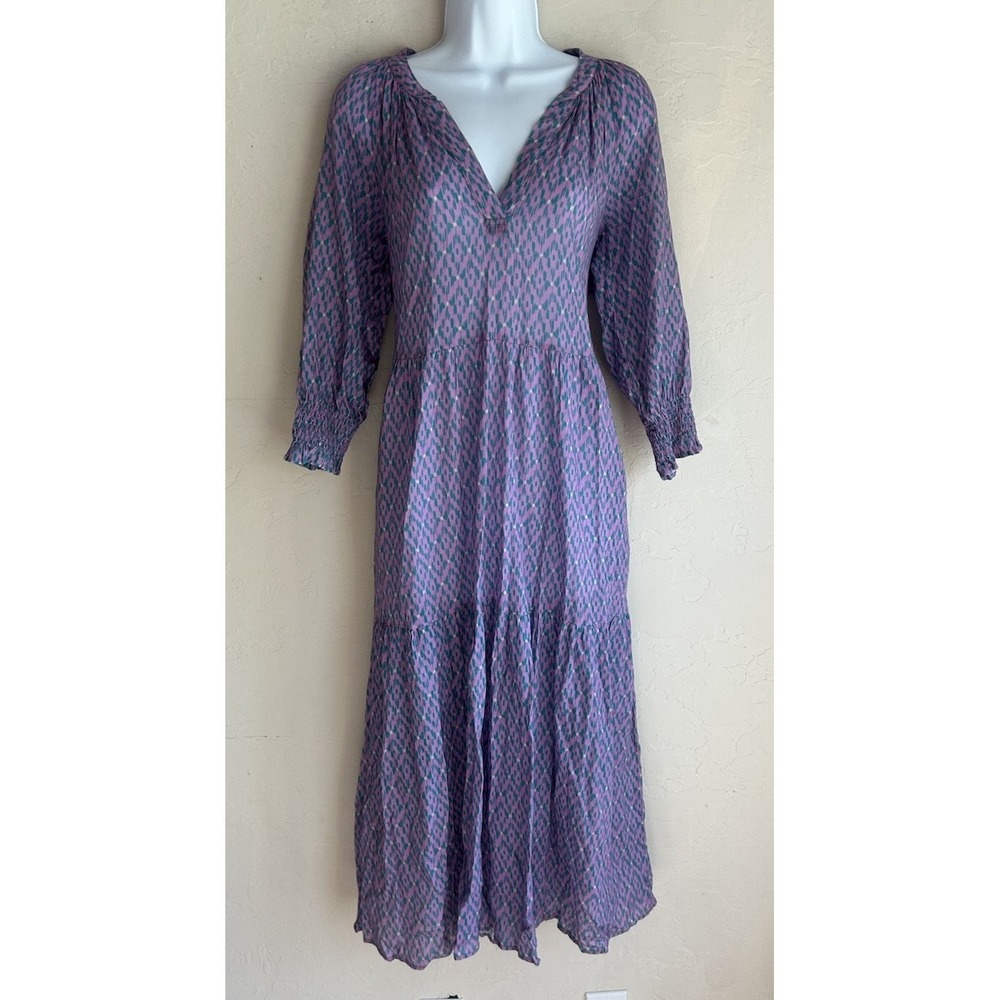 Xirena Olsen Midi Dress S Bloomfield Tiered Cotton Bohemian Romantic Luxury